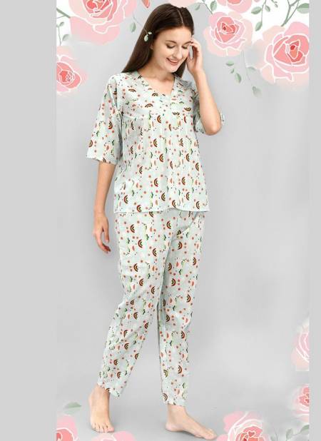 Multi MESMORA MF Night Wear Cotton Top With Bottom Heavy Night Suit Collection 2544